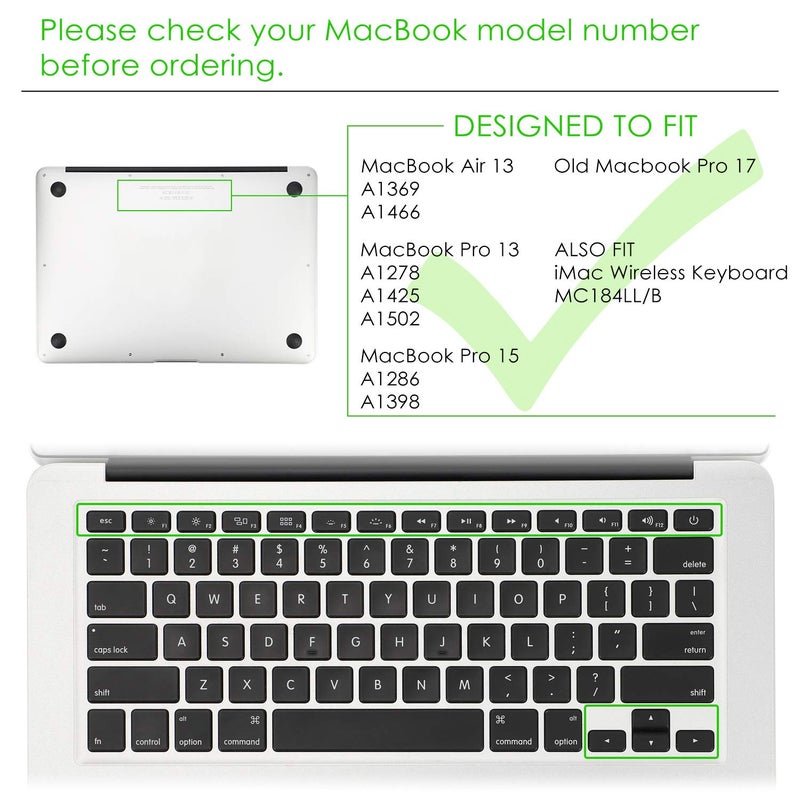 Allinside Gray Ombre Keyboard Cover Skin for MacBook Pro 13" 15" 17" (2015 or Older Version), MacBook Air 13" A1369/A1466, Older iMac Wireless Keyboard MC184LL/B - Image 2